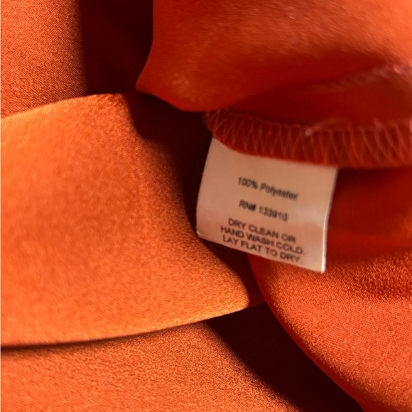 Show Me Your Mumu Silk Look Slip Dress L Orange Satin Cowl Neck Midi StrappyBack - Picture 13 of 13